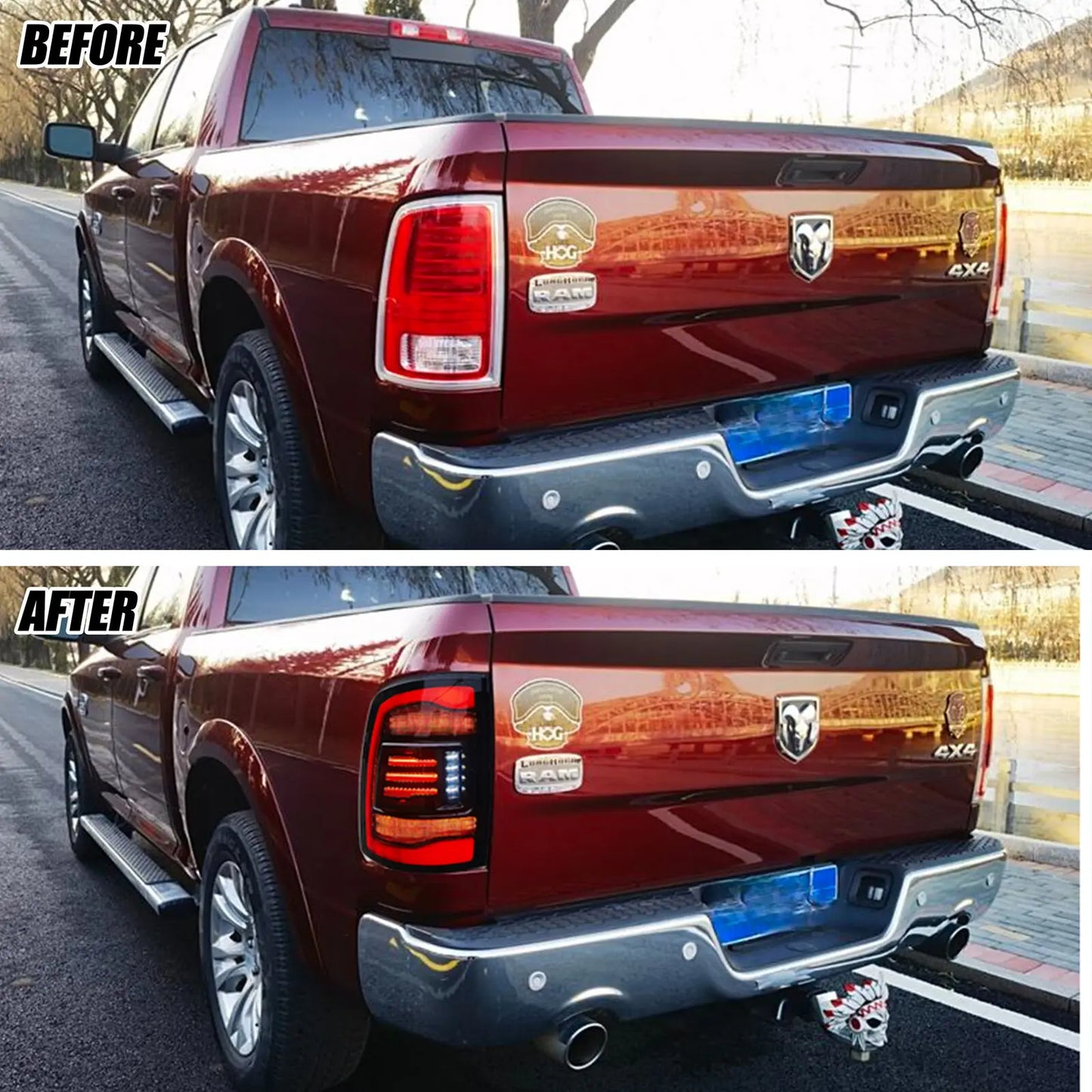 LED Tail Lights for Dodge Ram 1500 2500 3500 2010-2018 4th Gen Rear Lamps Start-up Animation Sequential Turn Signal Assembly