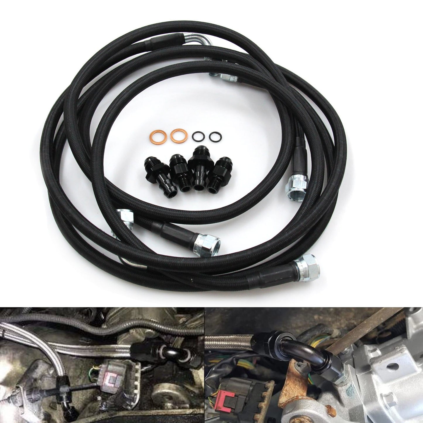 48RE Transmission Transmission Cooler Hoses Lines Kit SS Fits For 2003-2007 Dodge Ram 2500/3500 Cummins 5.9L YX04409