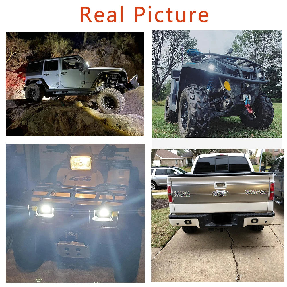 2pc 48W 5 Inch Flush Mount Work Light Led Spot Flood Light Bar Aluminum Bright Beam Fog Lamp for Jeep 4x4 Off Road Truck Trailer
