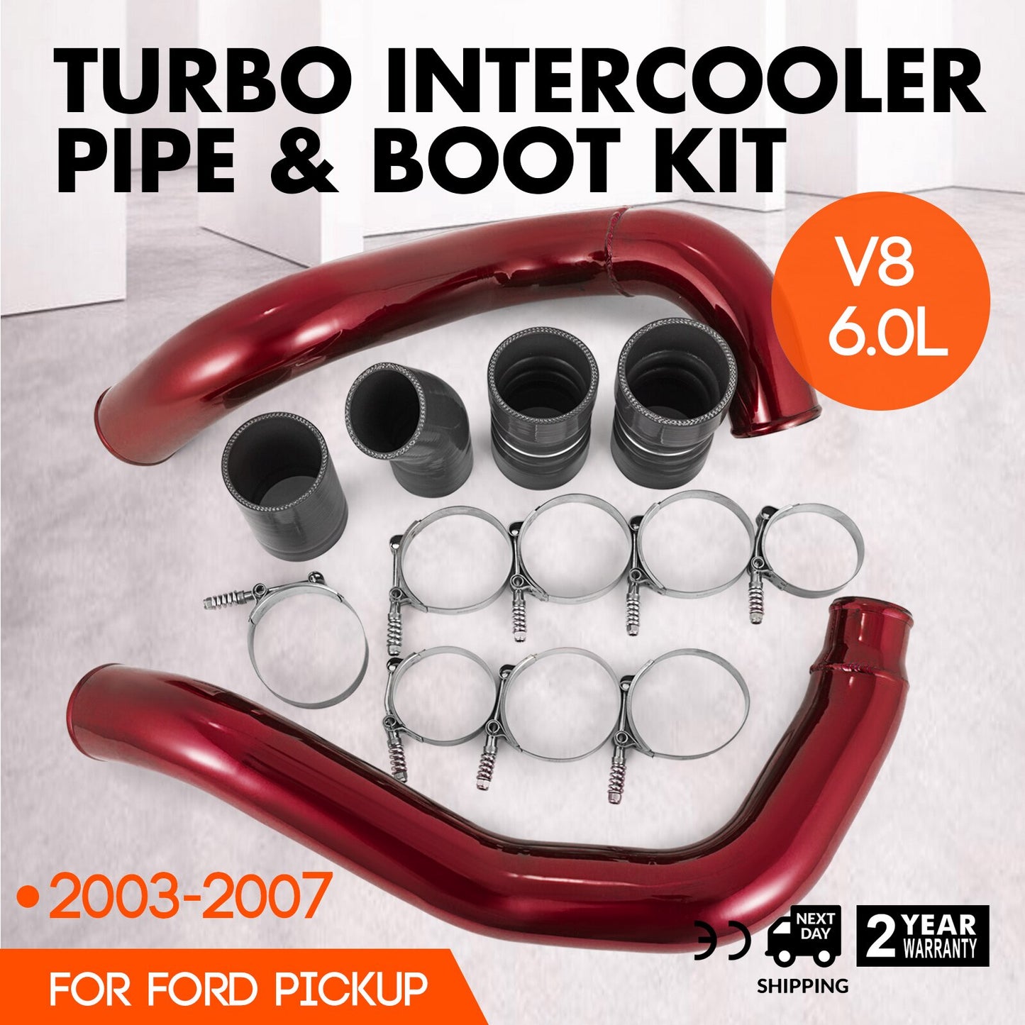 PDP 03-07 Ford 6.0L Powerstroke Red Turbo Intercooler Pipe Kit