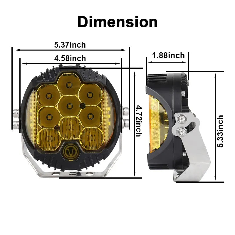 5-7'' 50 Watt Amber Yellow and White LED Work Light Driving light Spotlight Offroad 4x4 Driving Fog Light for Jeep Truck Cars SUV Boat LED Overland