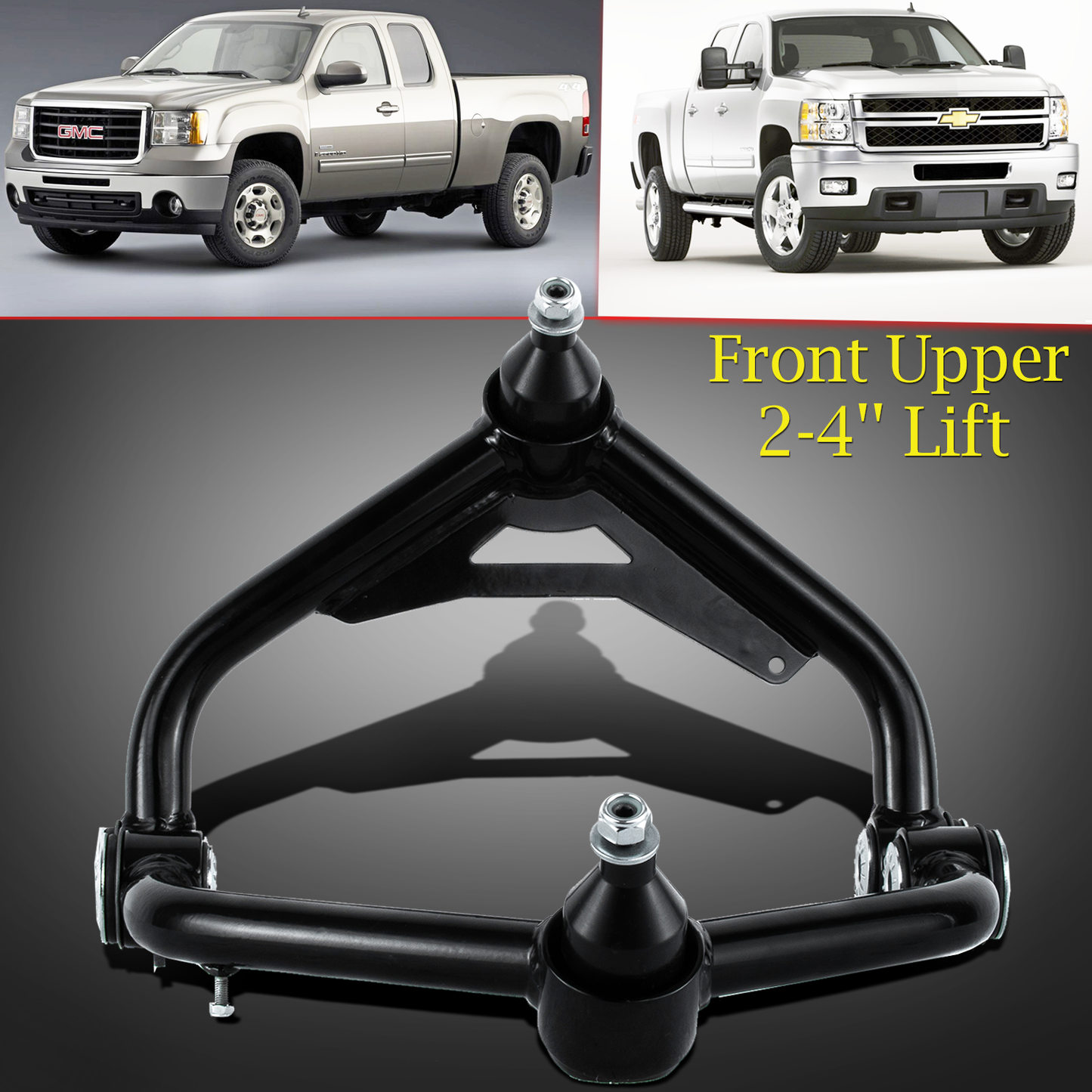 Front Upper Control Arms 2-4'' Lift Kit Fits 2001-2010 Chevy GMC 2500 HD 3500 HD