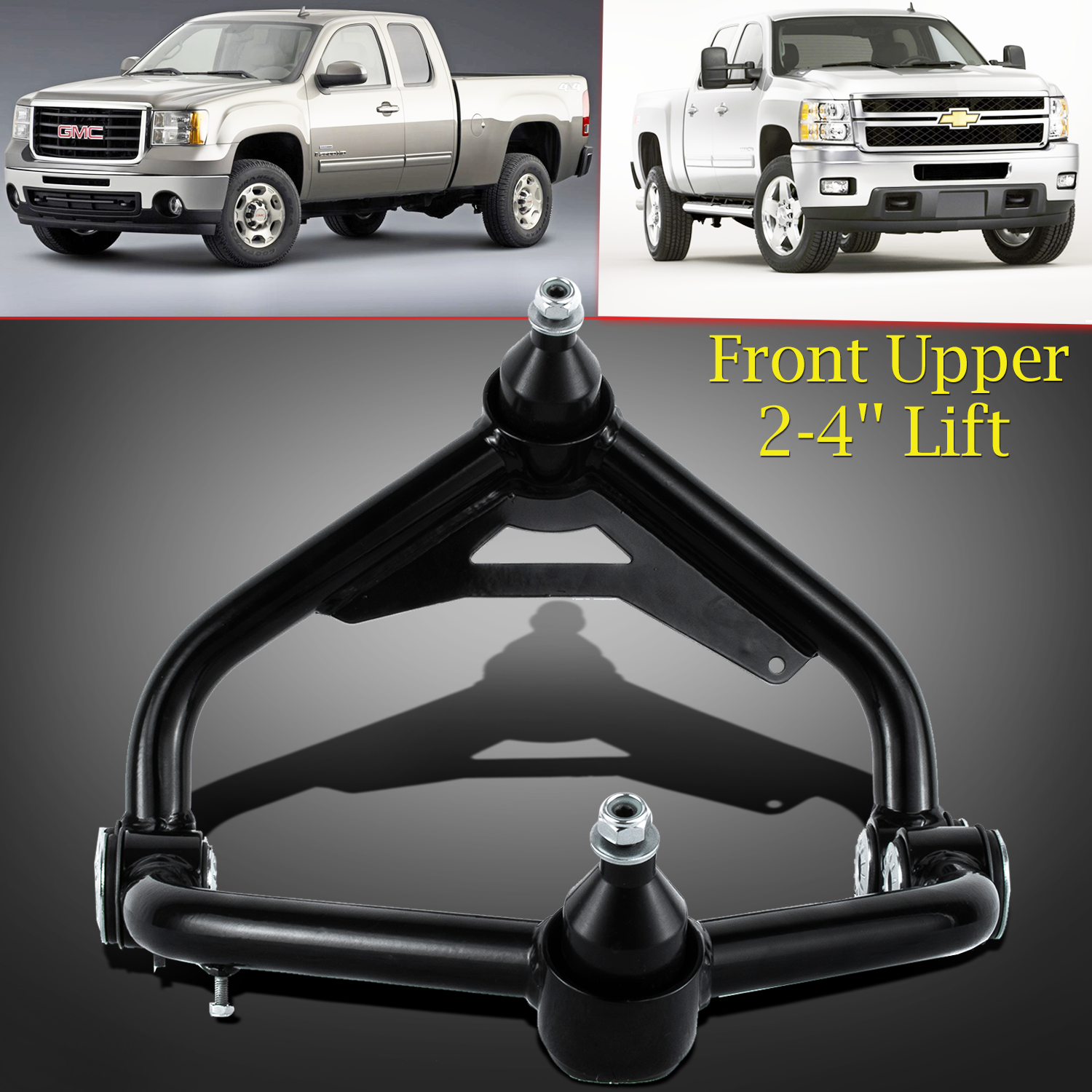 Front Upper Control Arms 2-4'' Lift Kit Fits 2001-2010 Chevy GMC 2500 HD  3500 HD